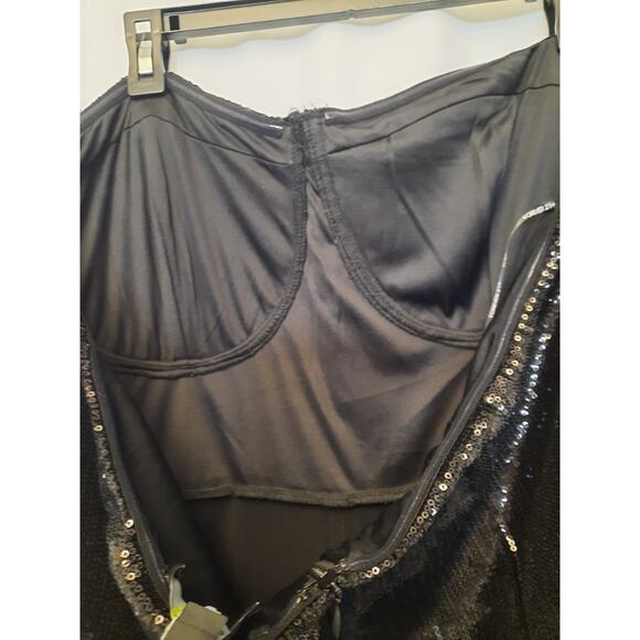 Forever 21 4X NWT Black Sparkle Sequin jumpsuit built-in bra - Picture 4 of 5